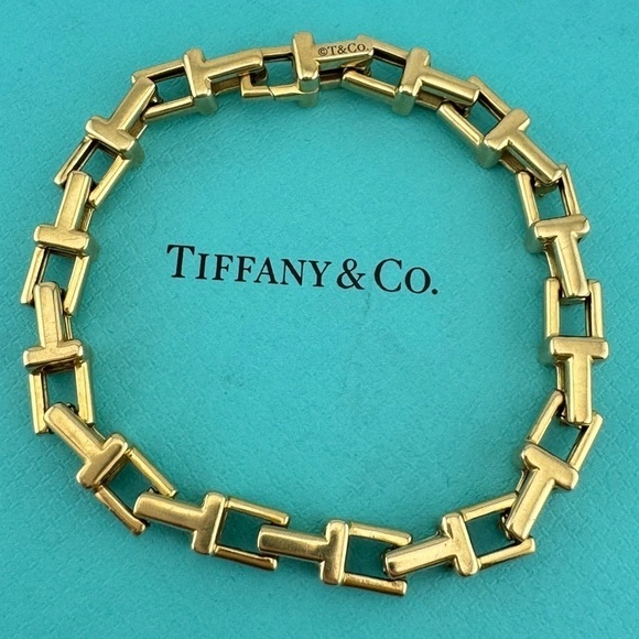 RARE Tiffany & Co. 18k Yellow Gold Wide T Link Bracelet 31g - Picture 1 of 9